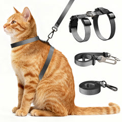 Cattooll arnés y correa 3 en 1 para gatos en gris, cómodo y seguro para paseos