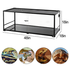 CAVACHEW 67gal terrario, vista lateral para supervisar iluminación y temperatura.