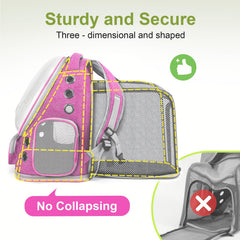 Cawypety mochila expandible con bolsillos laterales para snacks y accesorios.