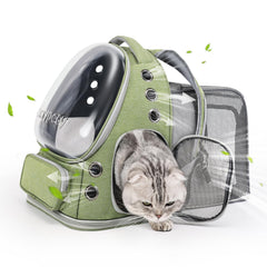 Cawypety Mochila Gato Expandible, vista frontal para mayor comodidad del animal.