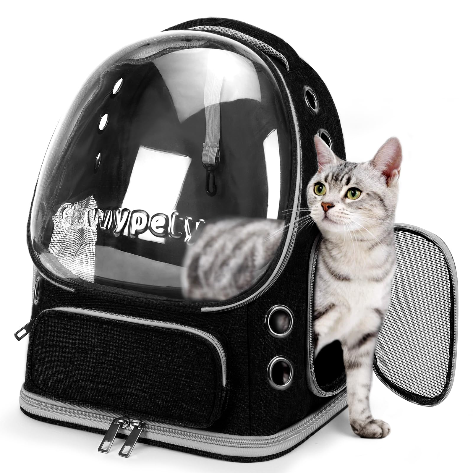 Mochila para gato Cawypety con ventana ventilada y amplio espacio para viajar