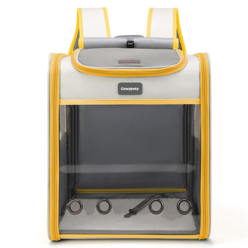 Mochila transportadora para gato Cawypety, vista amplia para paseos seguros.