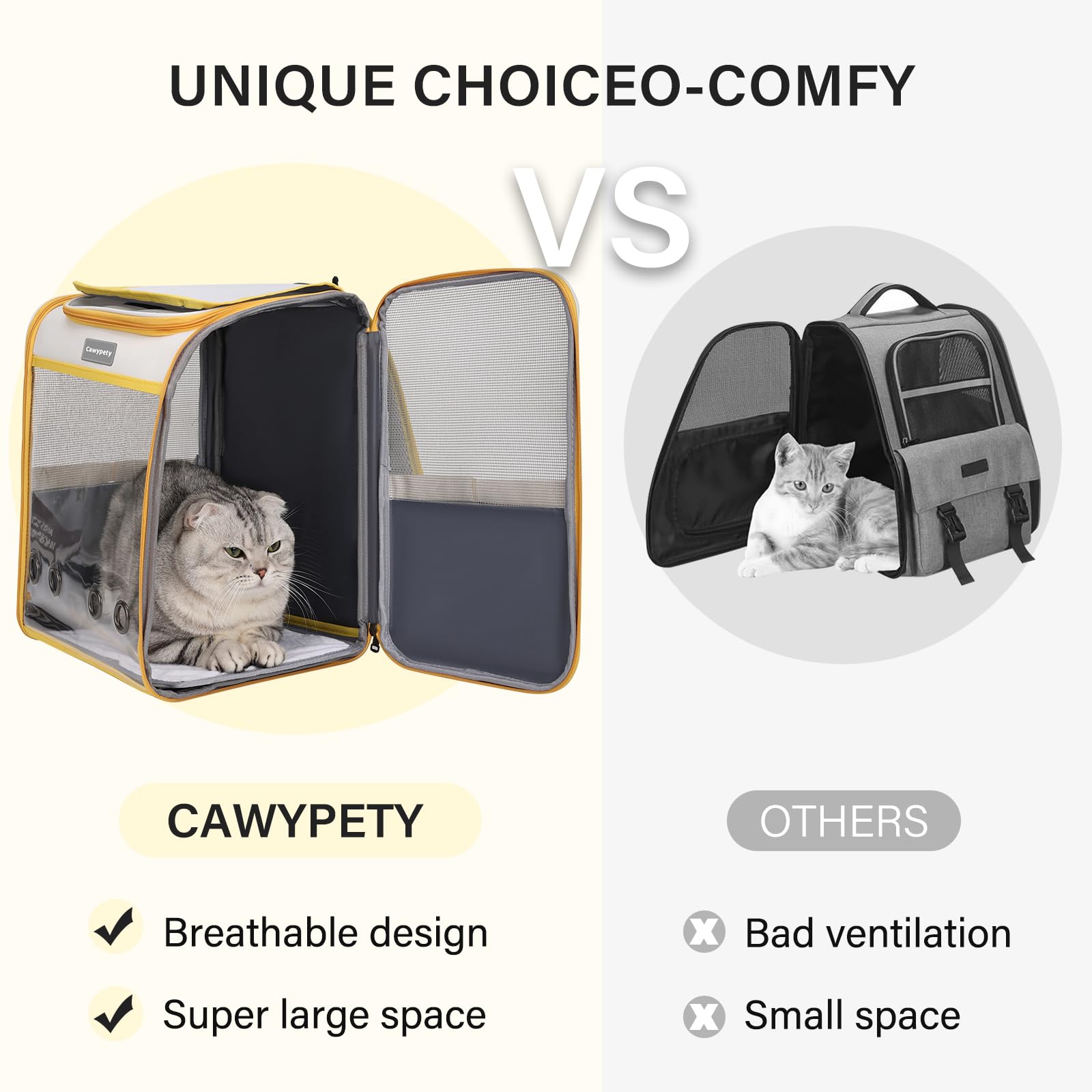 Mochila transportadora Cawypety, suelo antideslizante para mayor estabilidad.