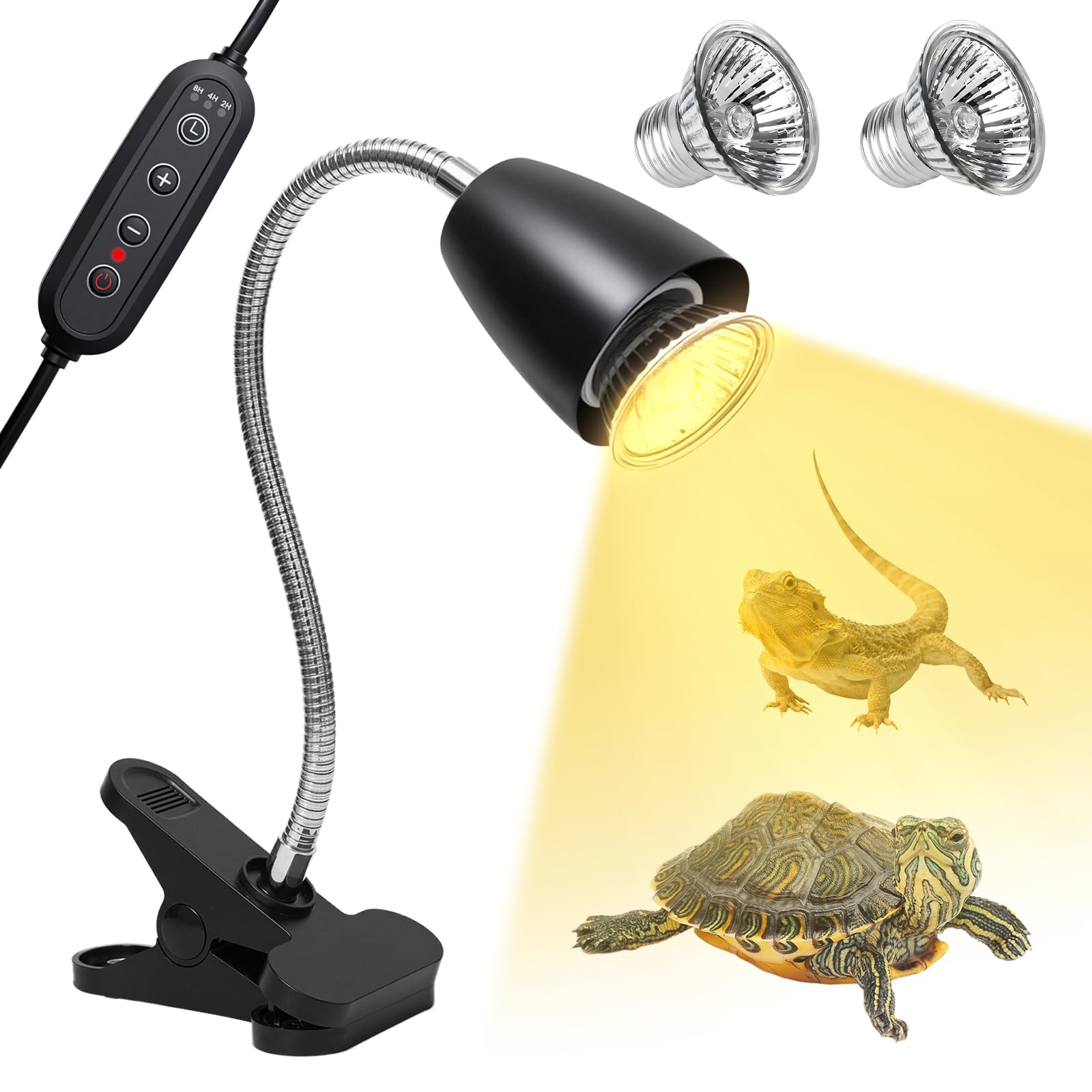 Lámpara Cayludg Reptil con caja metálica, iluminación estable para reptiles.