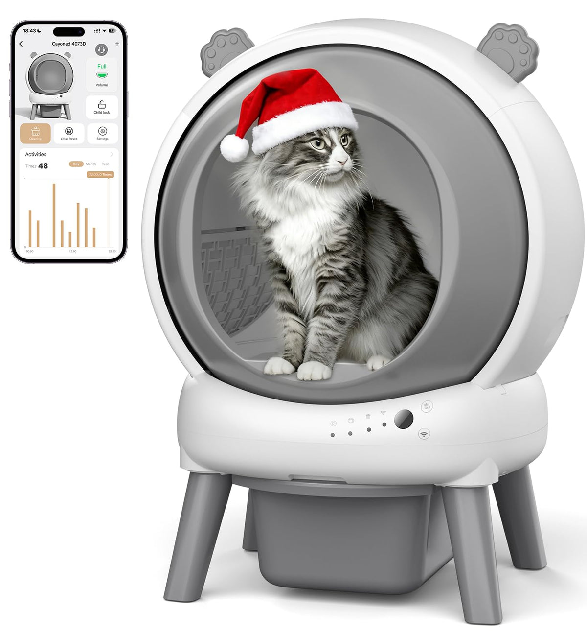 Cayonad caja limpieza automatico para multiples gatos, fácil mantenimiento diario.