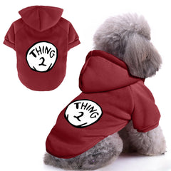 Cayxatiu hoodie para perro, dorso con impresión cosa 1 y cosa 2, destaca en la calle