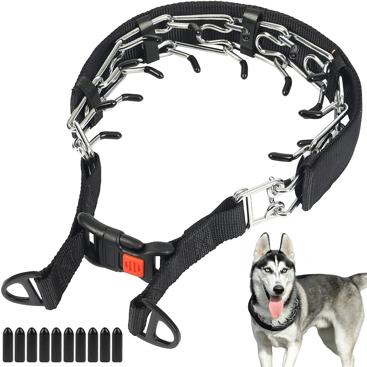 Collar de púas ajustable CBBPET para perros, ideal para entrenamiento controlado.