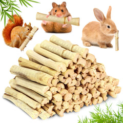CCatswan palitos de bambú dentales de 10 cm para conejos, fomentan masticación saludable