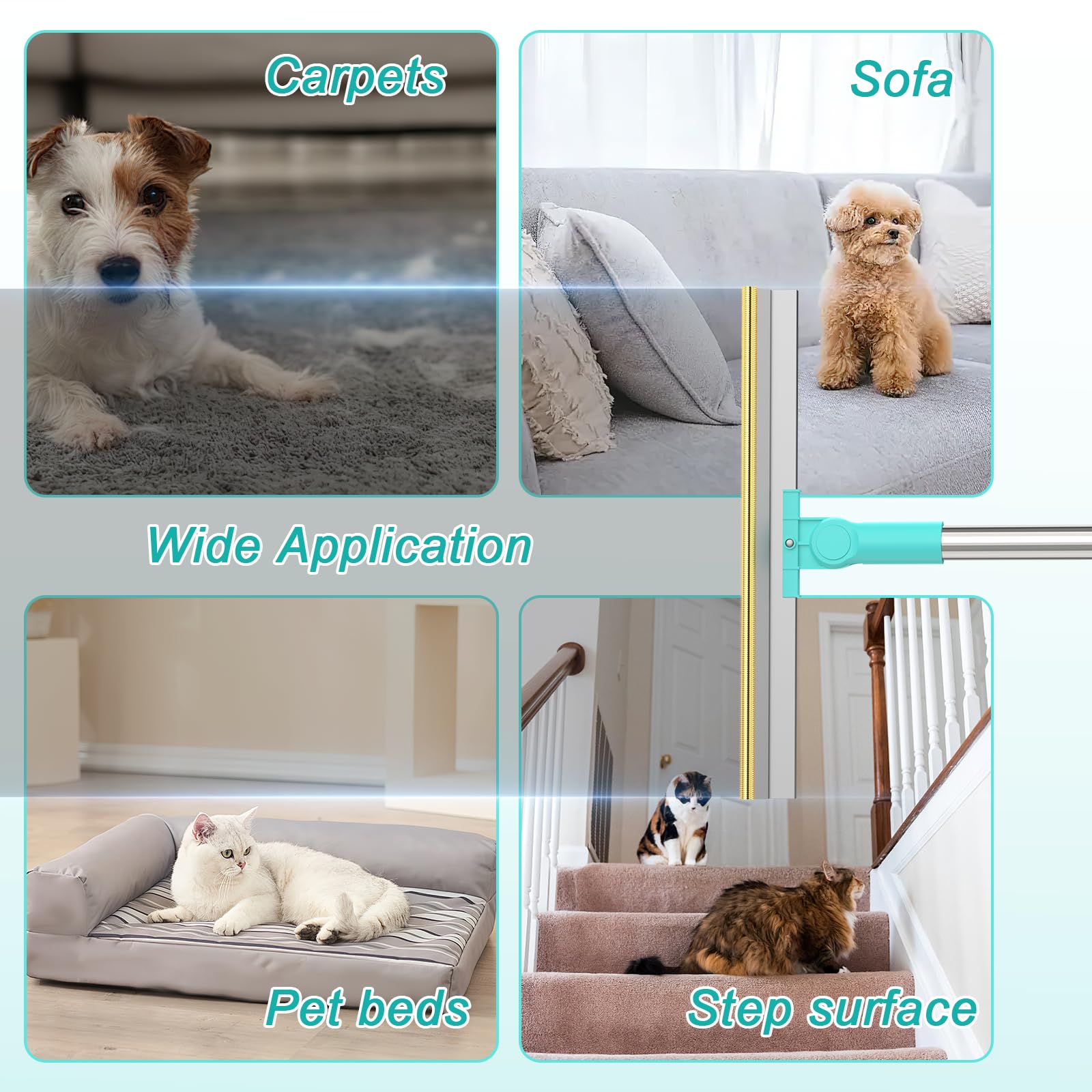 CCOPET mango largo ergonómico facilita limpieza de pelos incrustados.