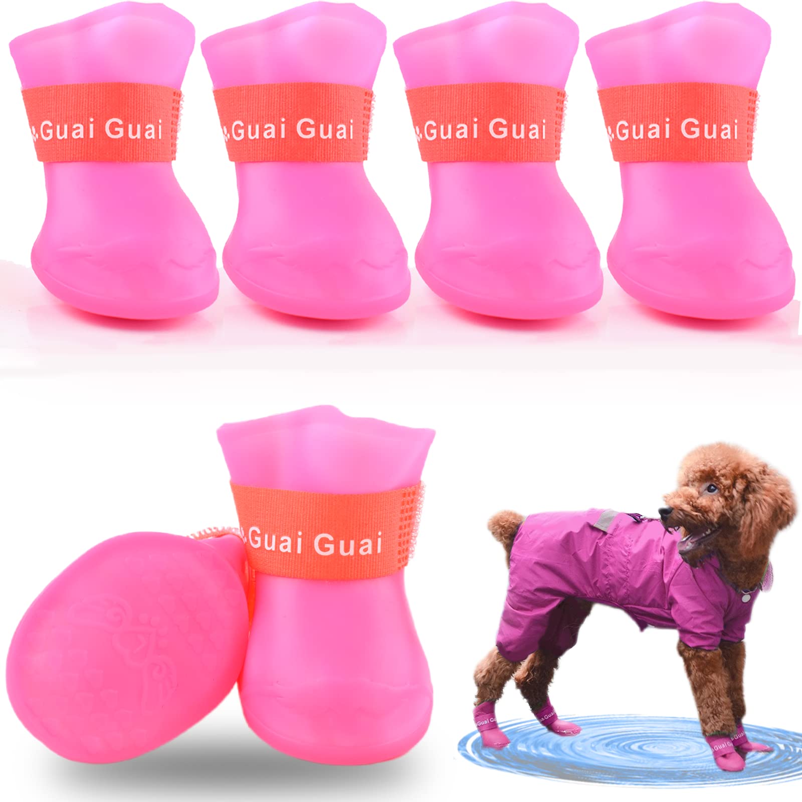 Cdycam botas lluvia para perro, agarre firme en superficies mojadas.