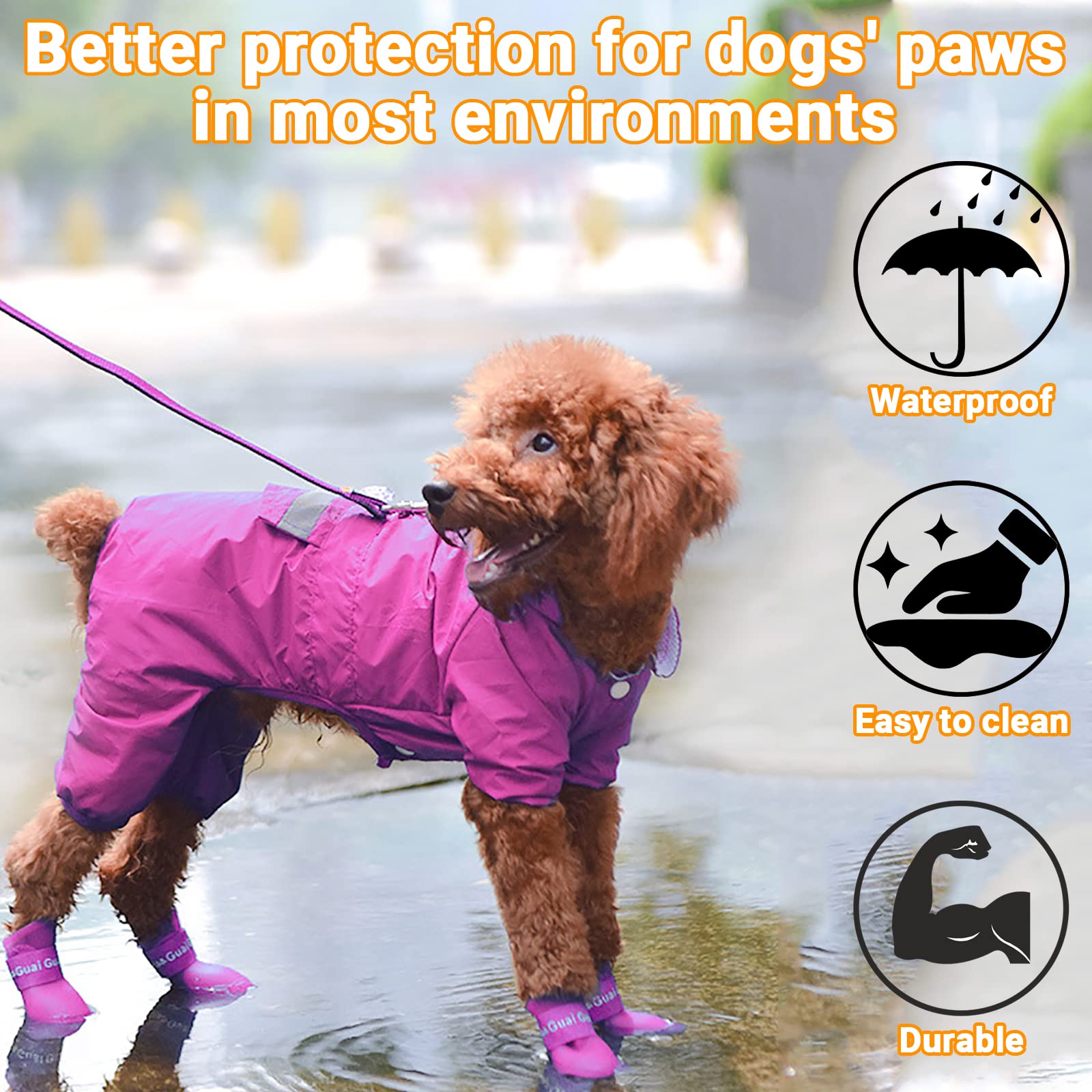 Cdycam botas lluvia para perro, protección contra lluvia y nieve.