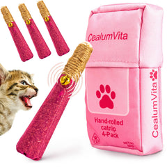 CealumVita palitos gatunos enrollados a mano con hierba gatera, ideal para juego suave y estimulación sensorial.
