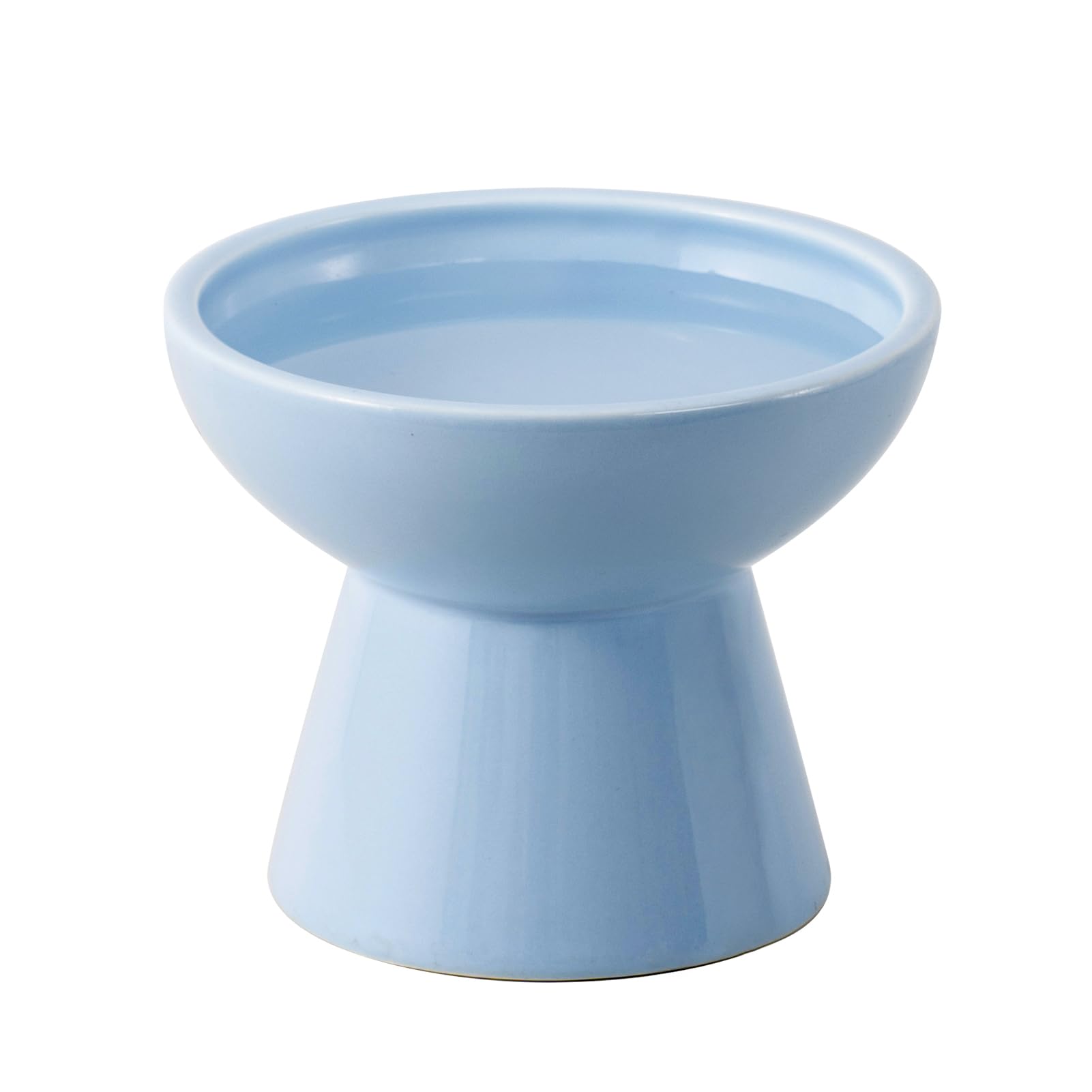 CEEFU bol de agua cerámico azul, vista frontal, comodidad para beber del gato.
