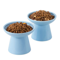 CEEFU tazón cerámico elevado azul con anchura extra para comida cómoda.