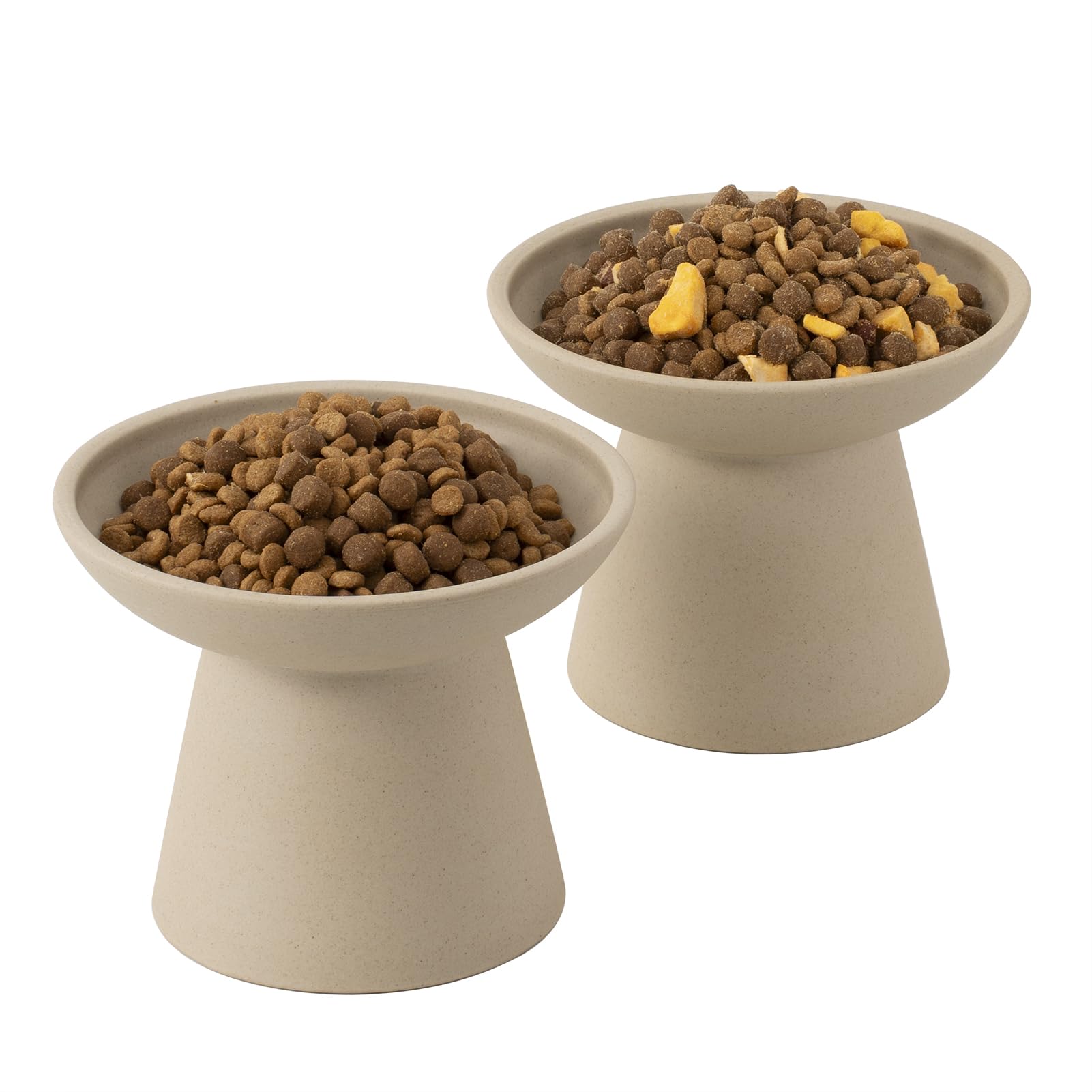 Tazón cerámico elevado CEEFU para gatos con apertura amplia y comodidad para bigotes