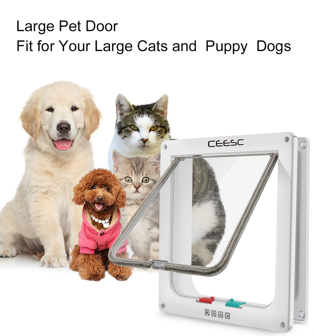 CEESC puerta gatos extra grande flap transparente facilita ver a la mascota.