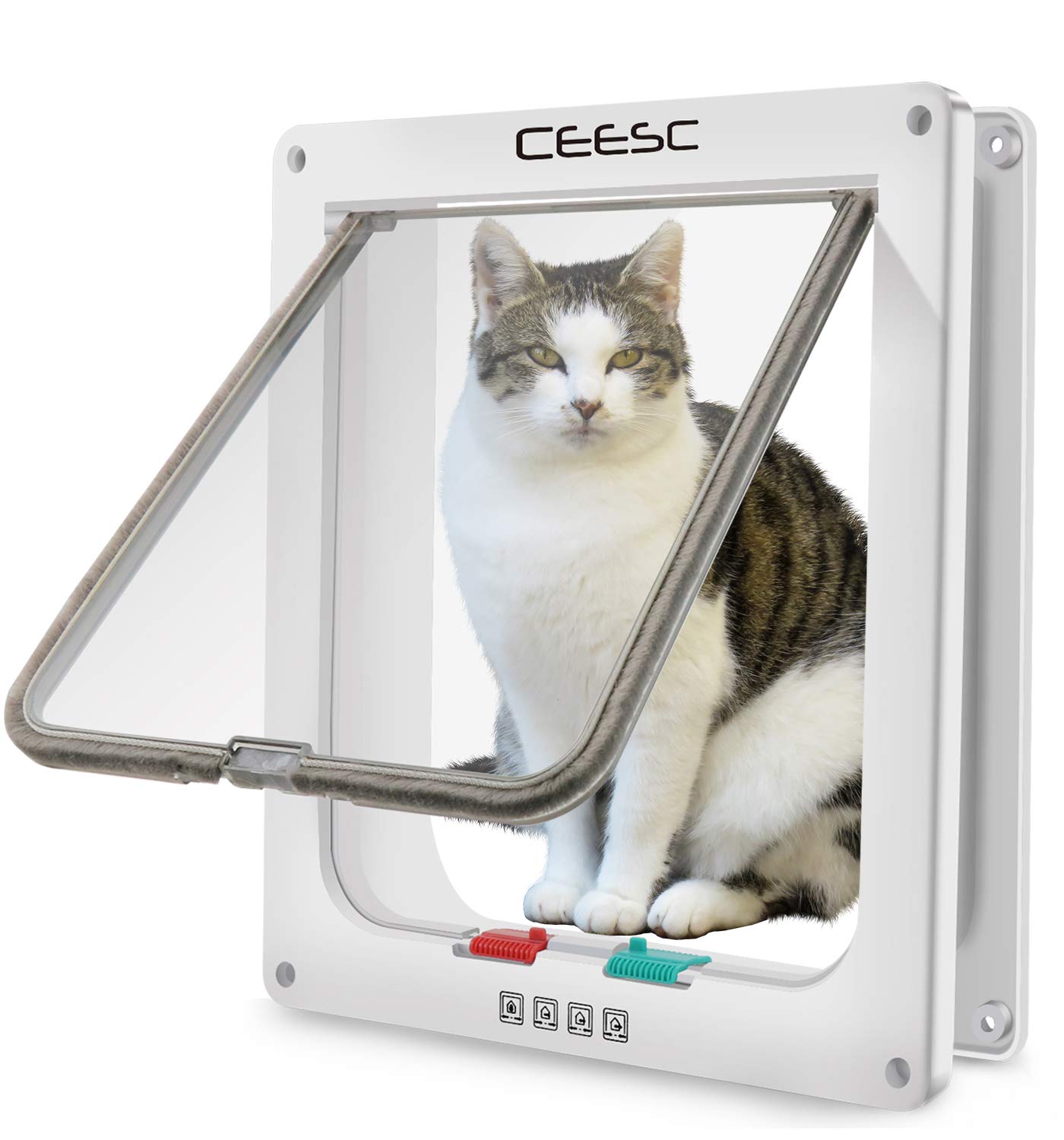 CEESC puerta gatos extra grande frenta facilita acceso cómodo para mascotas grandes.