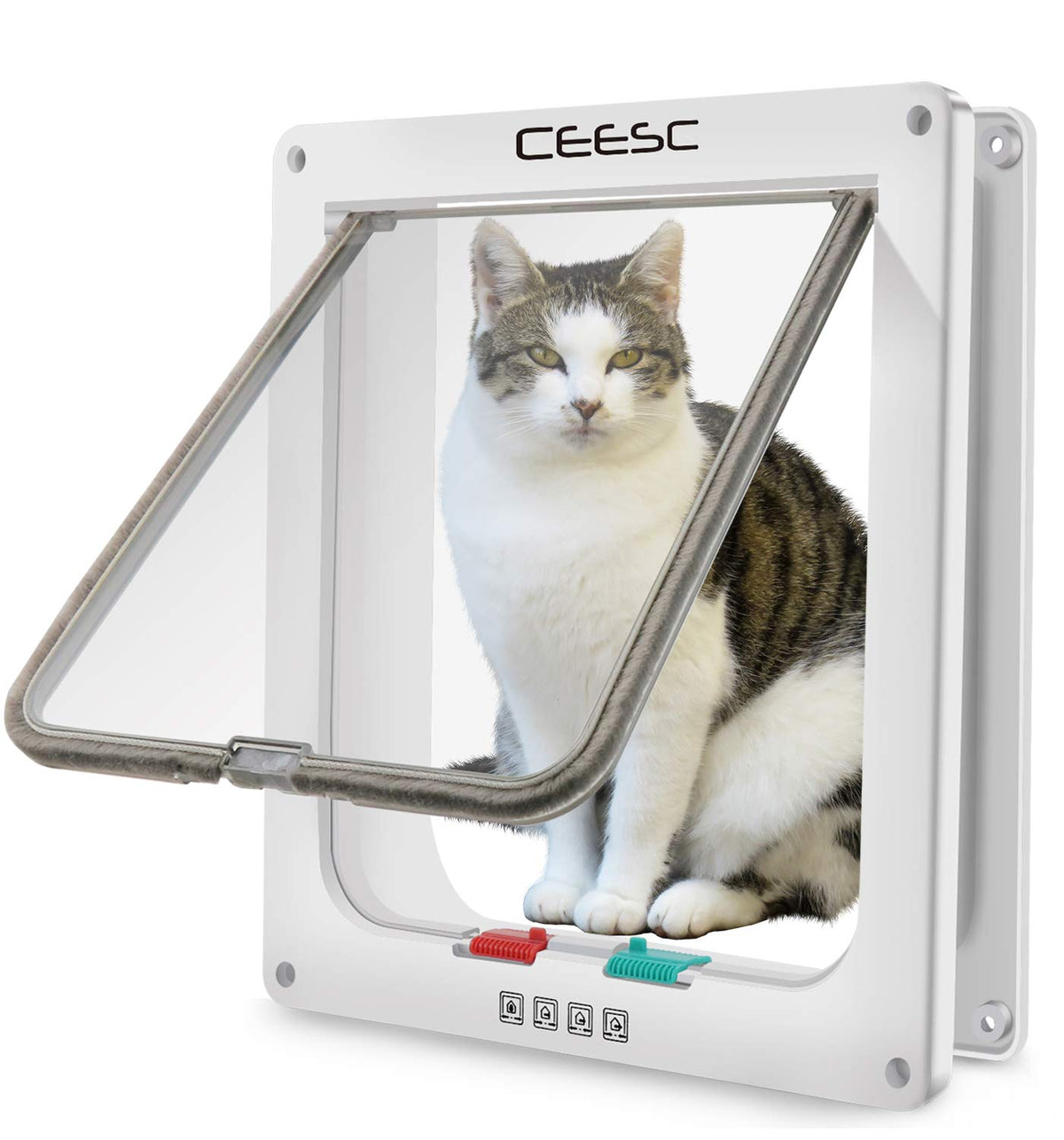 CEESC puerta gatos extra grande frenta facilita acceso cómodo para mascotas grandes.