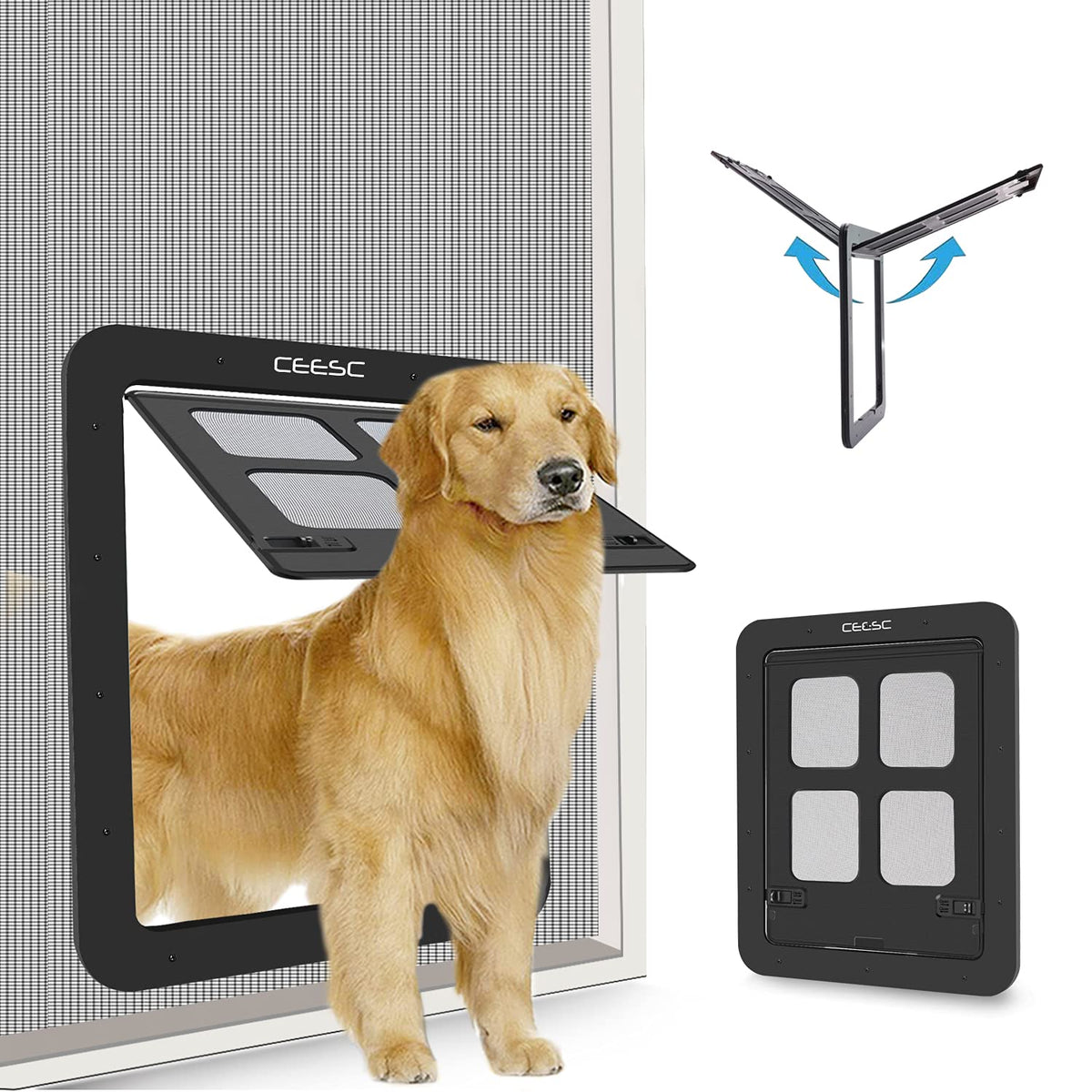 CEESC puerta malla para perros con dos modos de uso para controlar entradas y salidas.