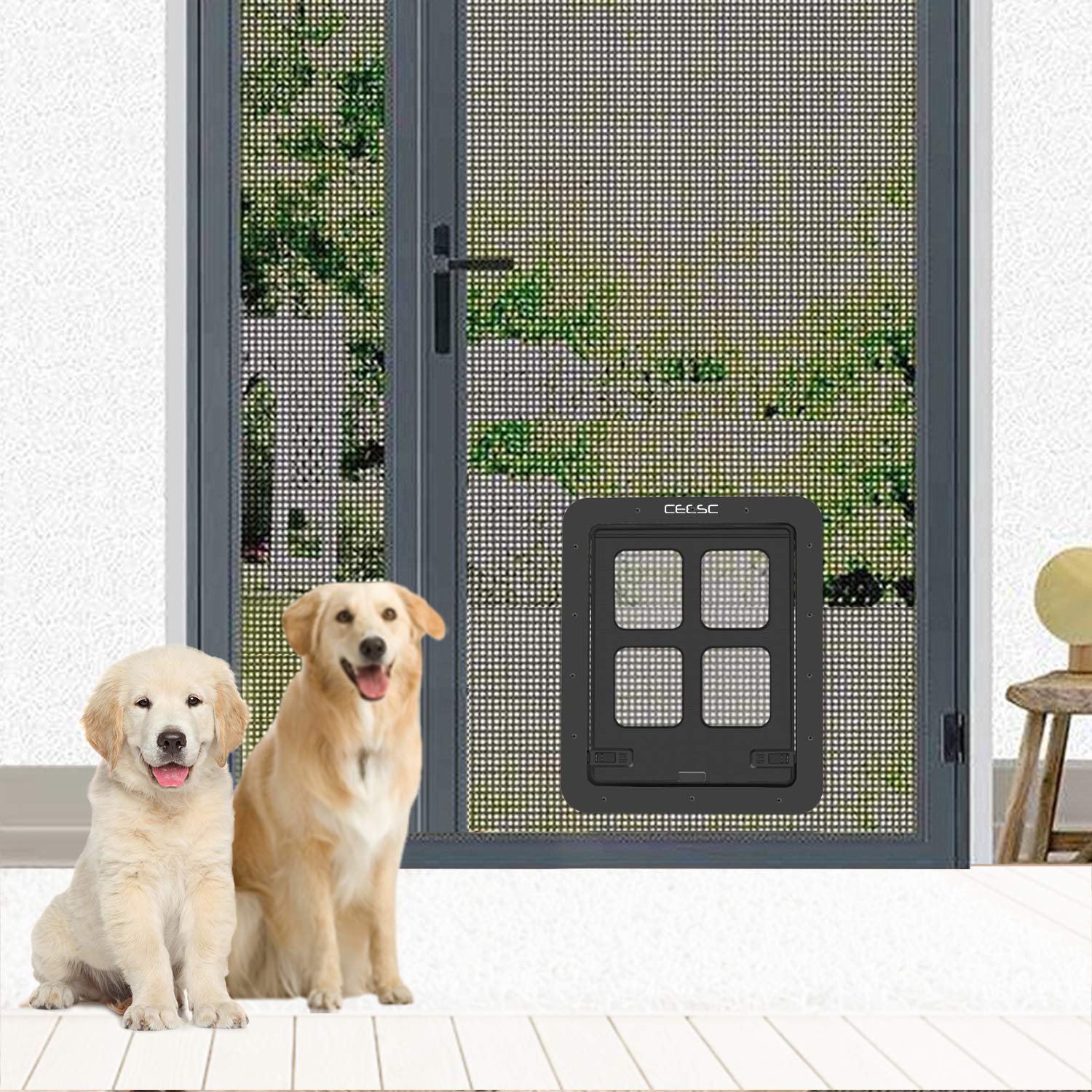 CEESC puerta de malla para perros, ideal para patio y terraza.