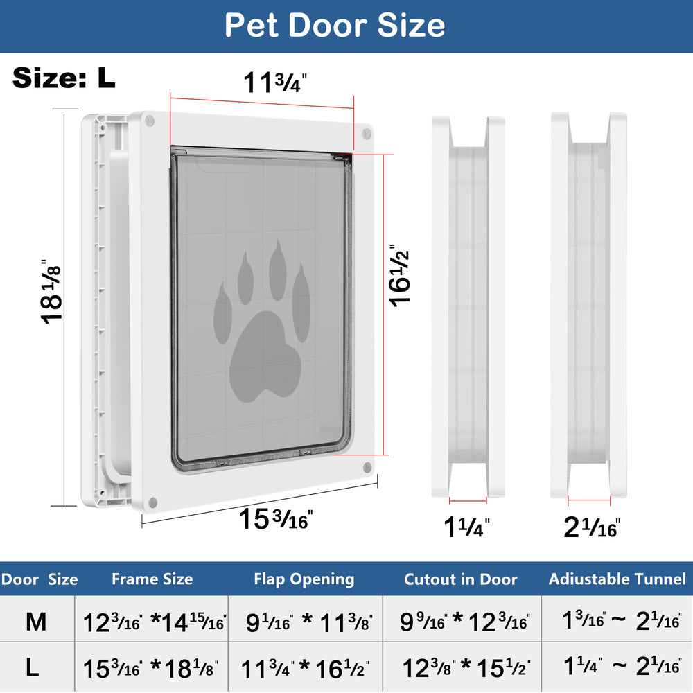 CEESC puerta perro grande, ajuste de grosor, compatible con puertas de 1 1/4 a 2 1/16 pulgadas.