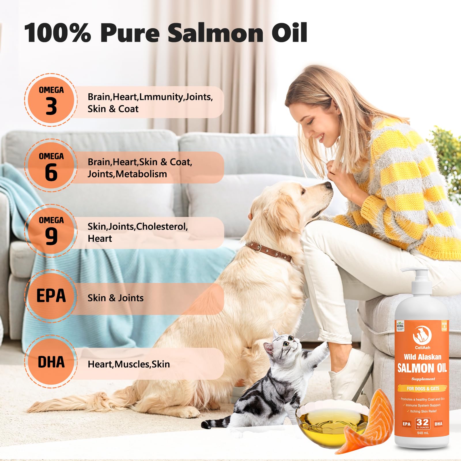 CeliAeh Aceite de Salmón para piel sana y tacto suave.