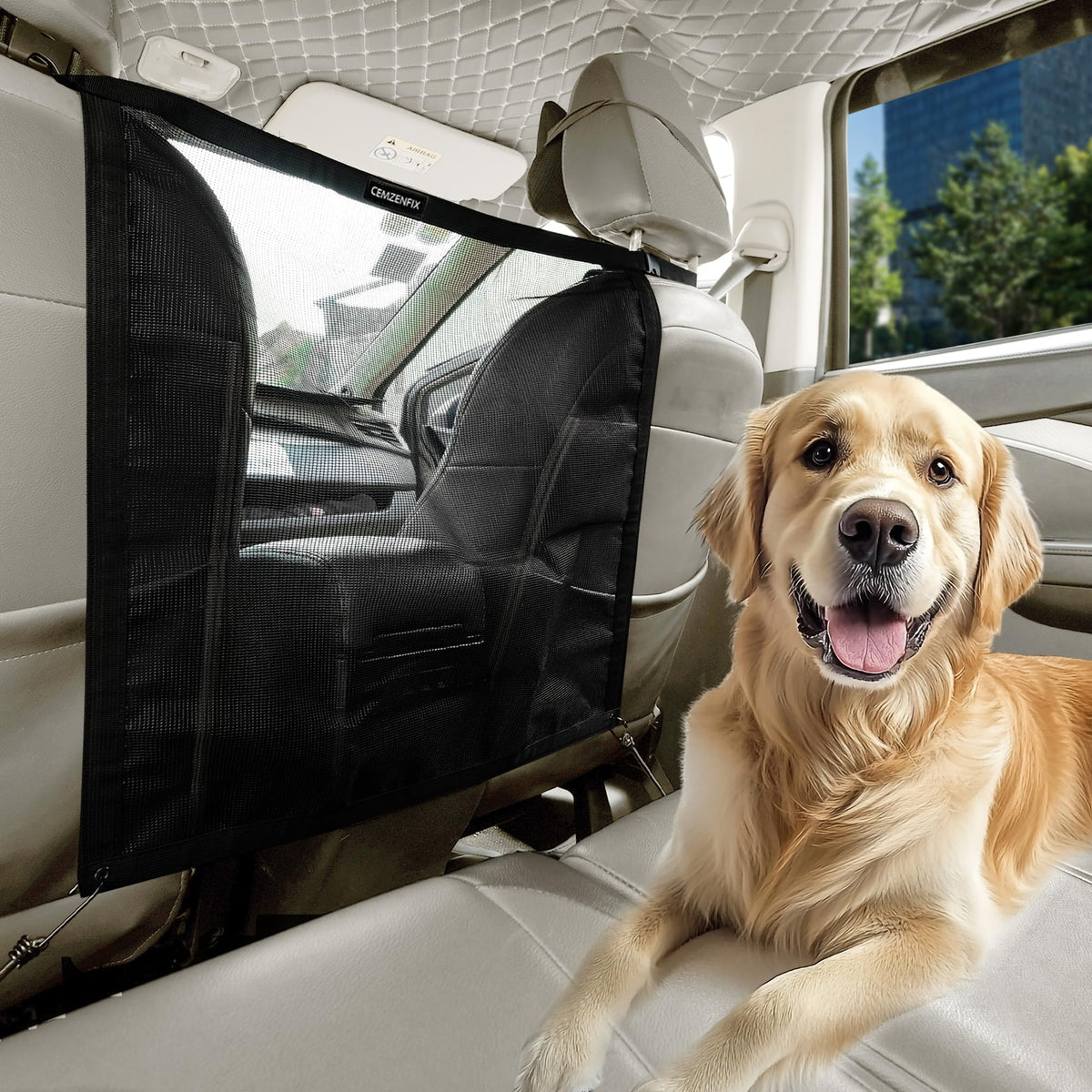 Cemzenfix barrera para perro en coche, malla robusta, seguridad mejorada