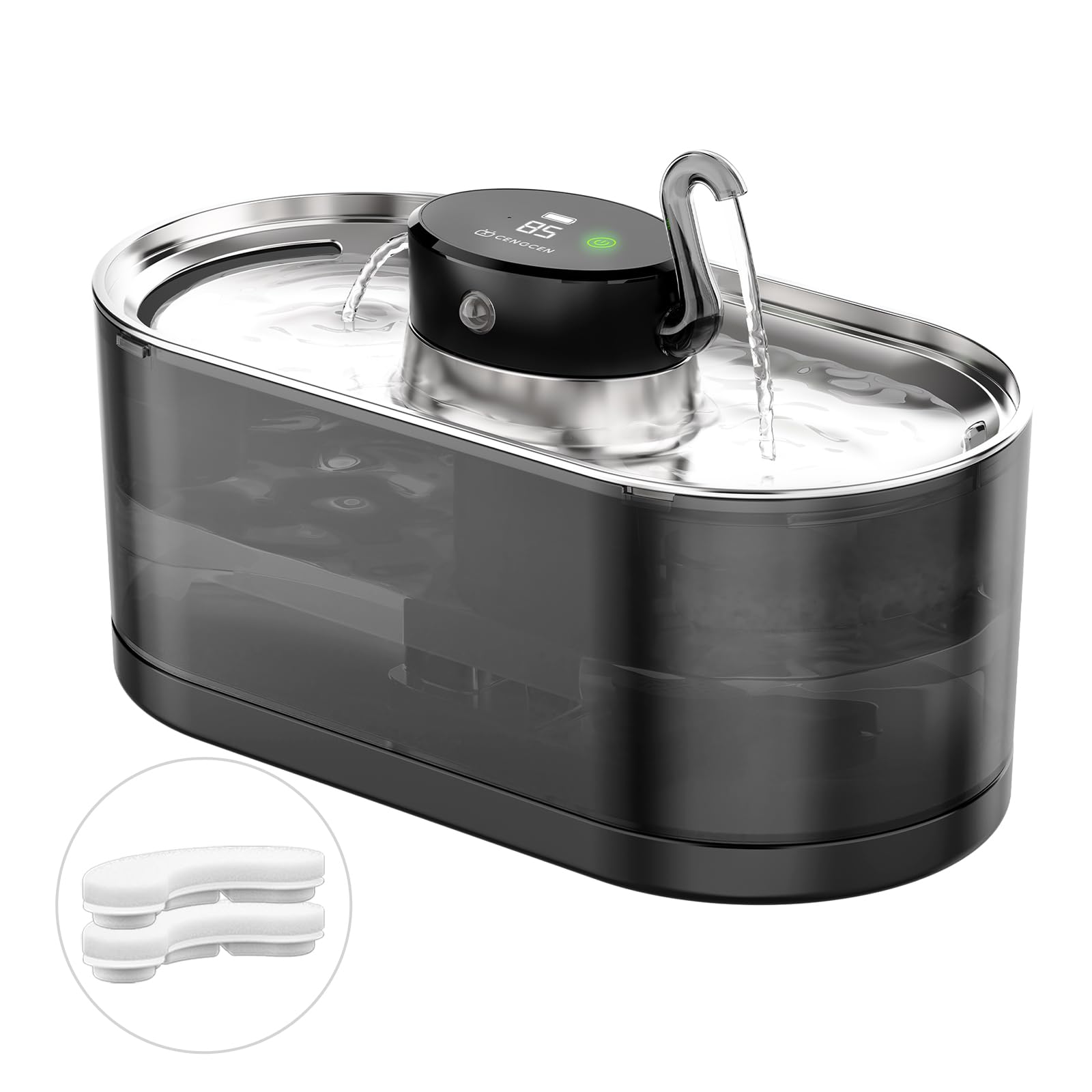 Bebedero CENGCEN inalámbrico 3.2L con flujo estable para gatos