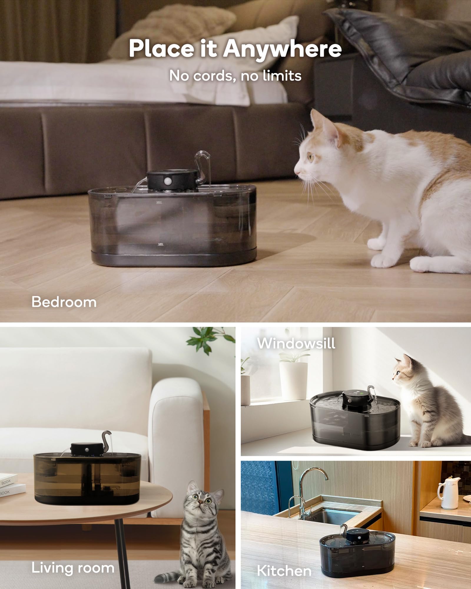 Fuente CENGCEN para gatos, capacidad 3,2 L para varias mascotas.