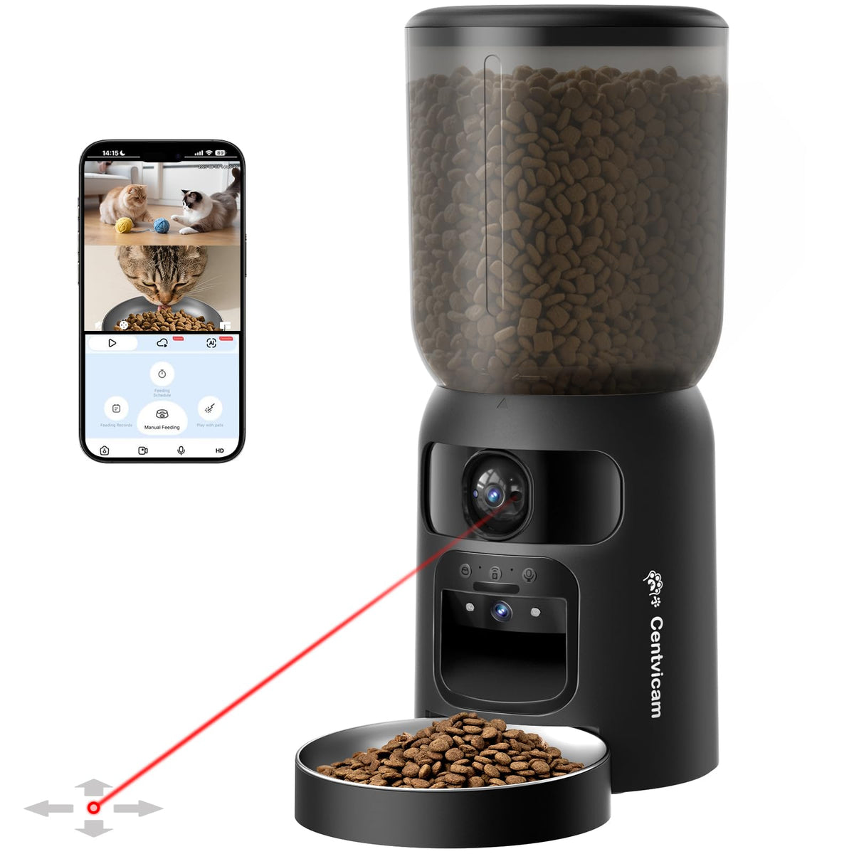 Centvicam comedero-gatos con cámara dual 2K para ver cada comida con claridad.