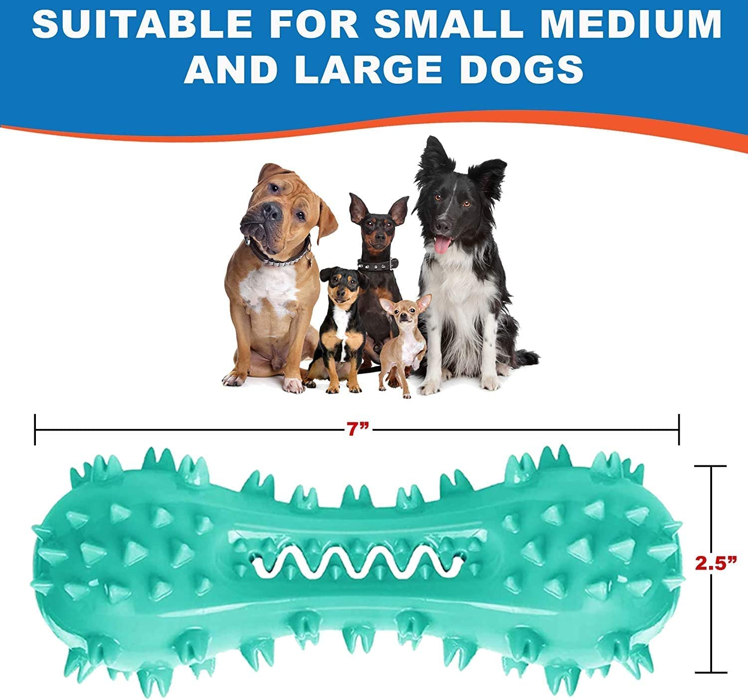 CERISURIO hueso mordedor dental para perros azul, fomenta la masticación saludable