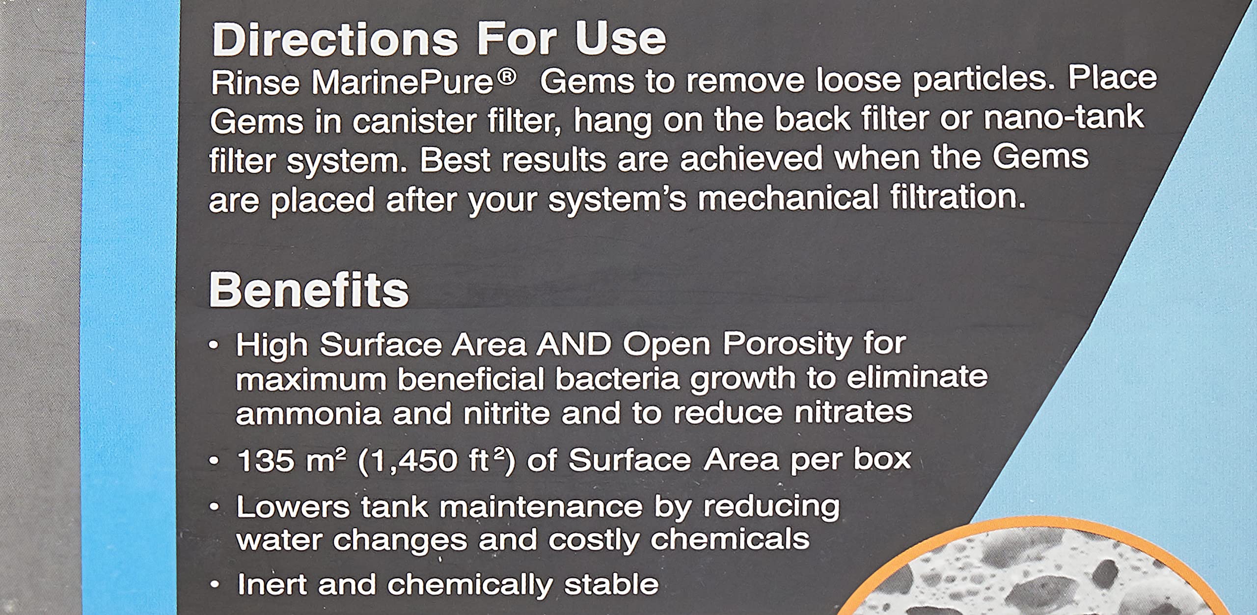 CerMedia MarinePure gemas biofiltro en tanque nano, perfecto para espacios reducidos.