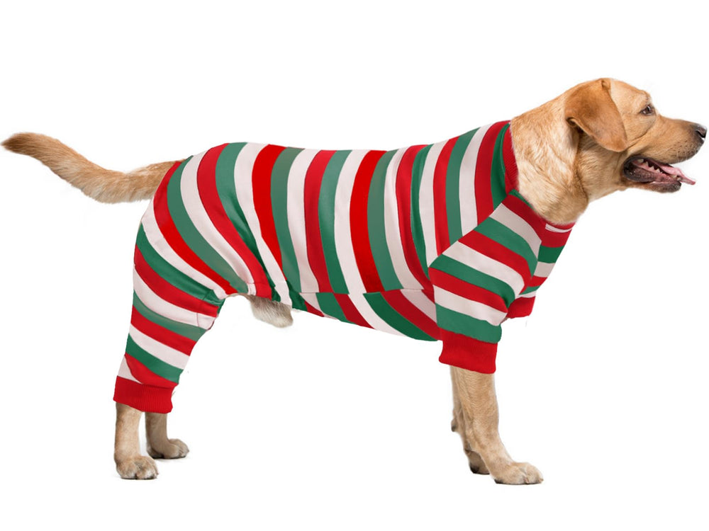 Pijama de perro ceseonce con rayas navideñas, cómodo y transpirable