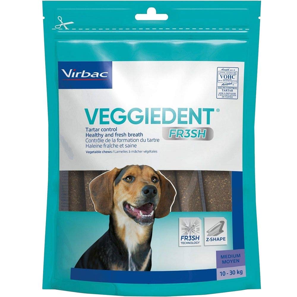 C.E.T. VeggieDent masticables, paquete de 60, fácil para el cuidado dental diario.