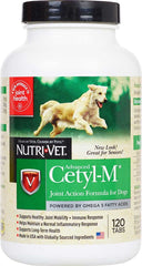 Cetyl M tabletas para articulación de perros, botella de 120, apoyo potencial a la movilidad.
