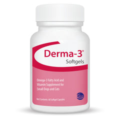 Ceva Derma-3 botella de cápsulas omega-3 para piel y pelaje saludables