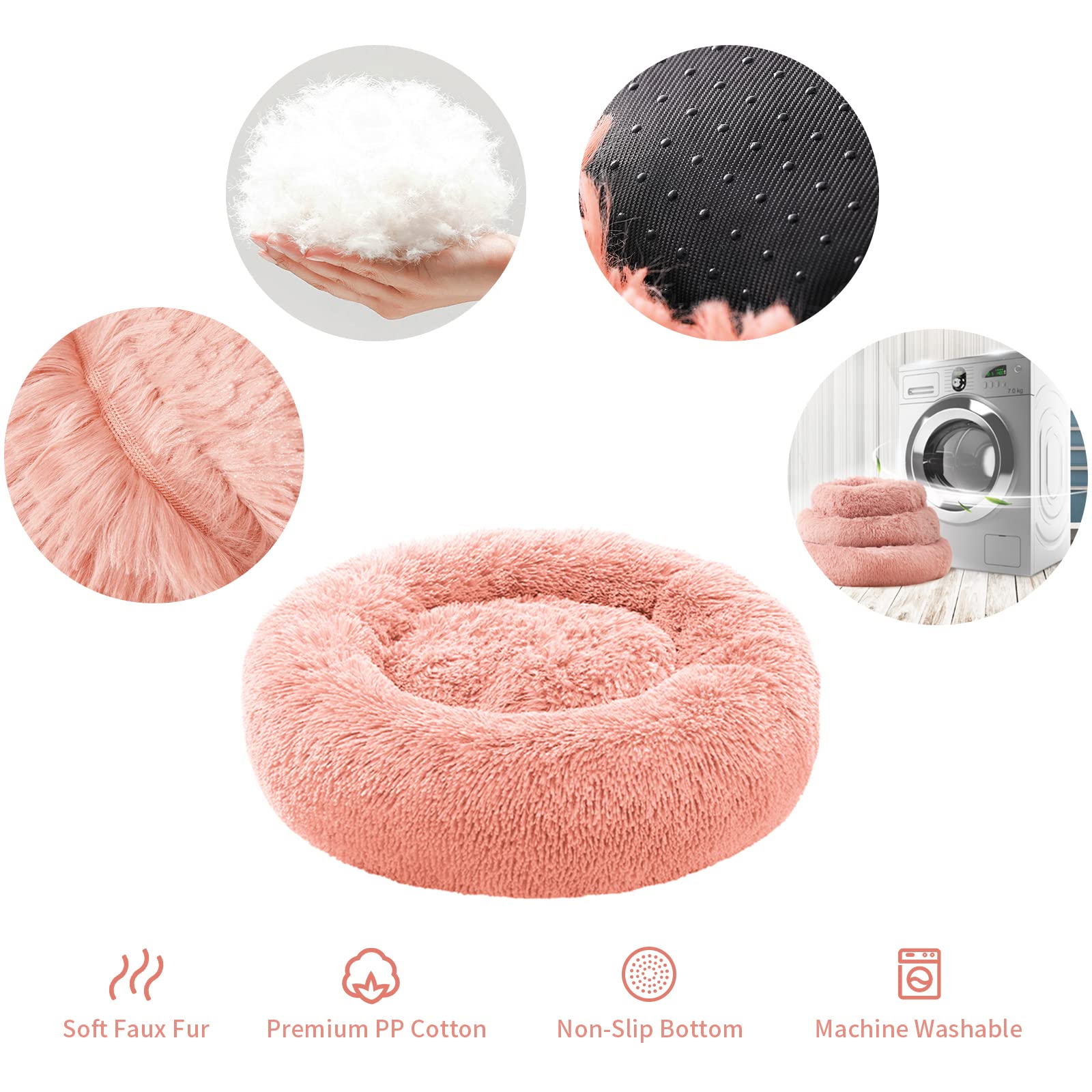 CEVICOLZE cama gato interior donut auto-calentante, sensación suave