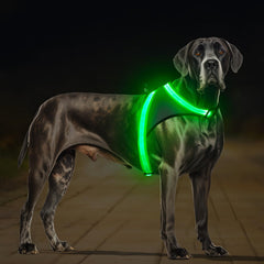 ChalkLit arnés perro led verde xl, alta visibilidad para caminatas nocturnas.