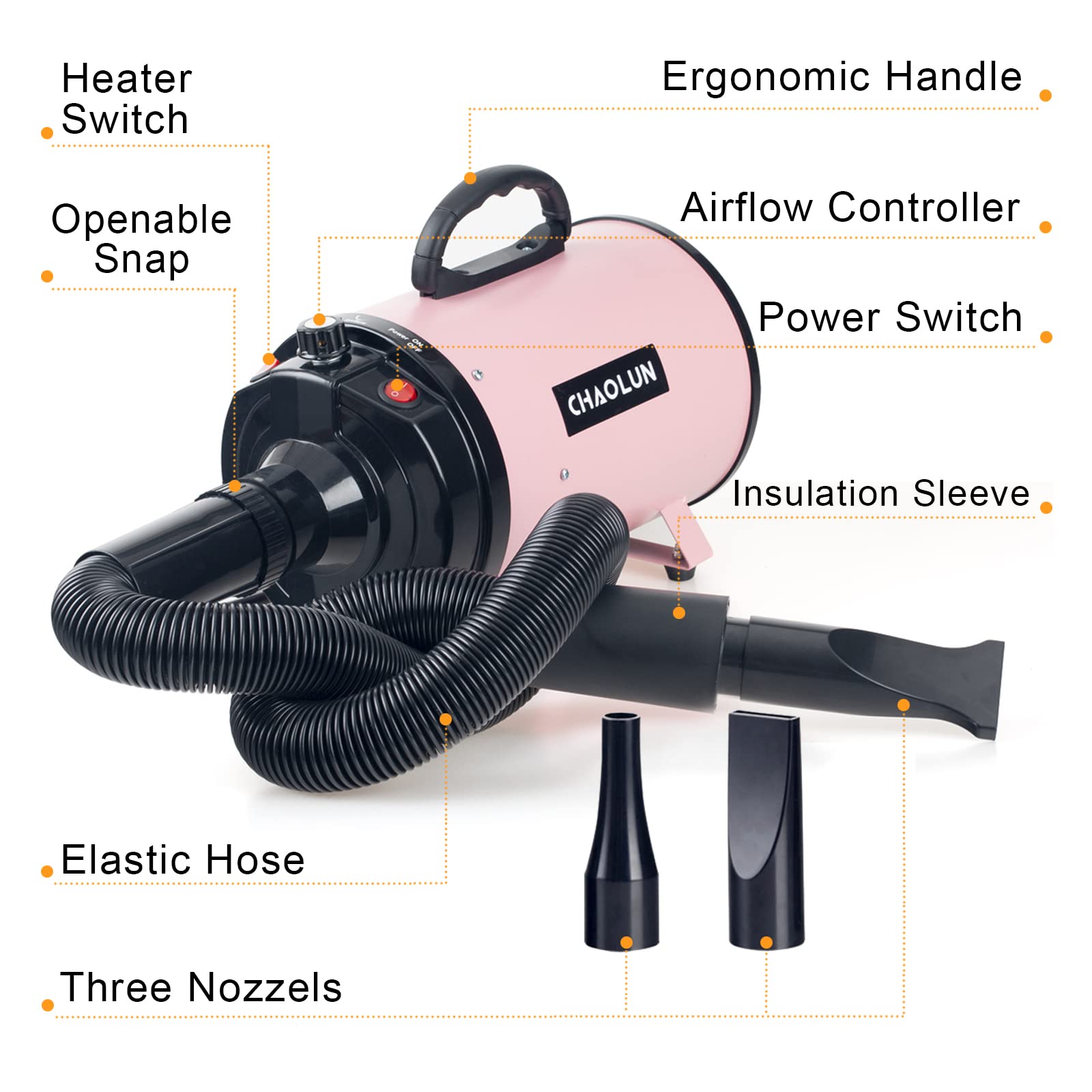 CHAOLUN secador para perros con velocidad ajustable para un secado controlado.