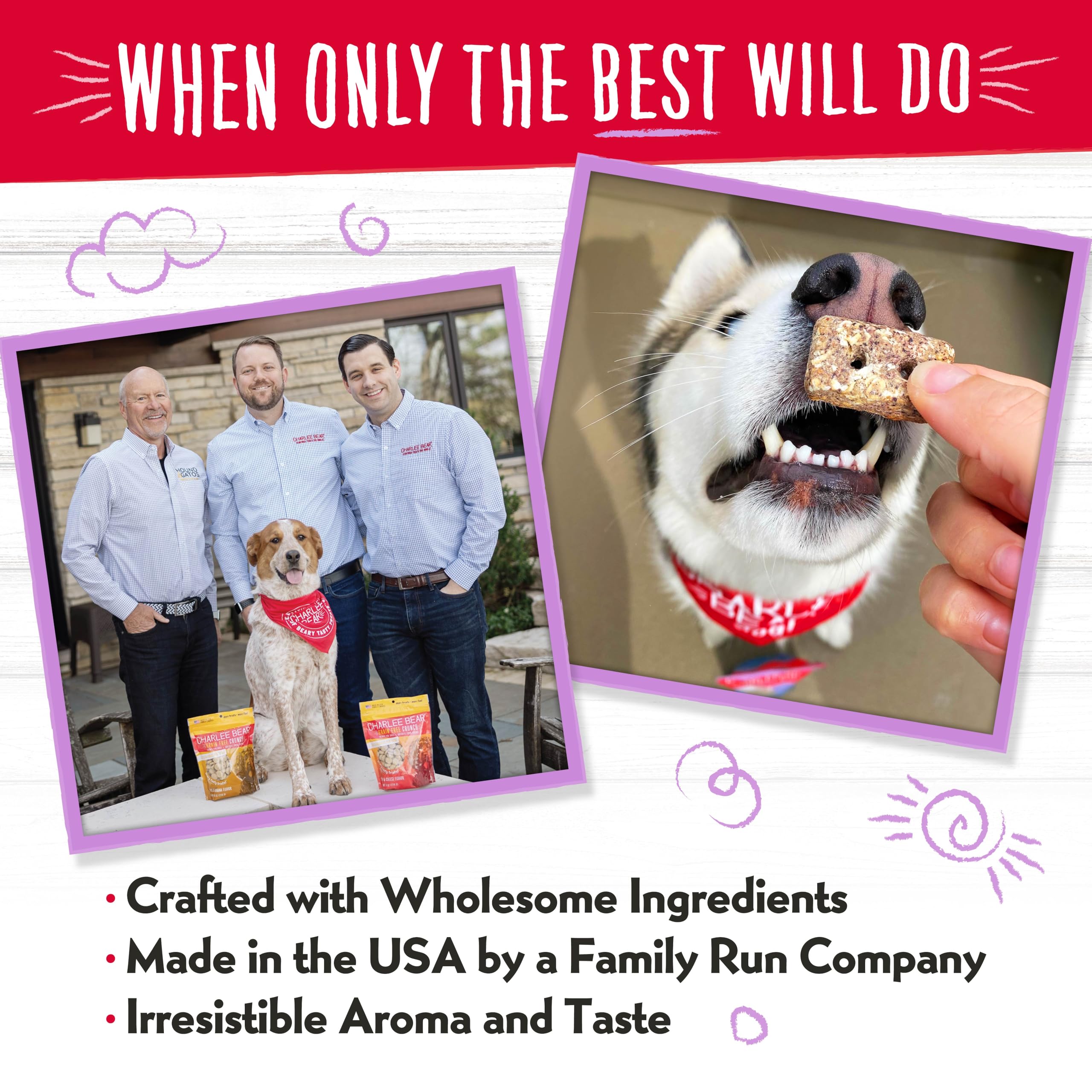 Charlee Bear Bearnola Bites premios saludables para perros.
