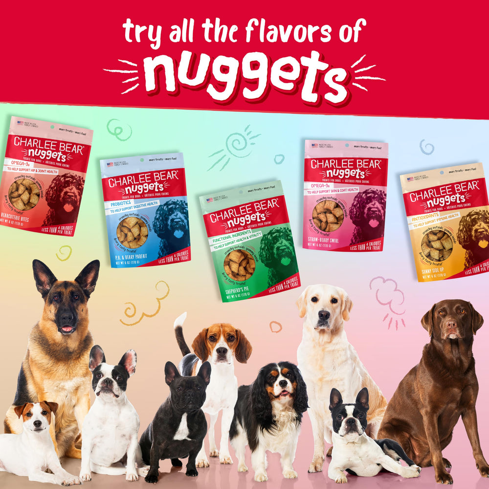 Porciones pequeñas de Charlee Bear Nuggets para entrenamiento sin culpa.