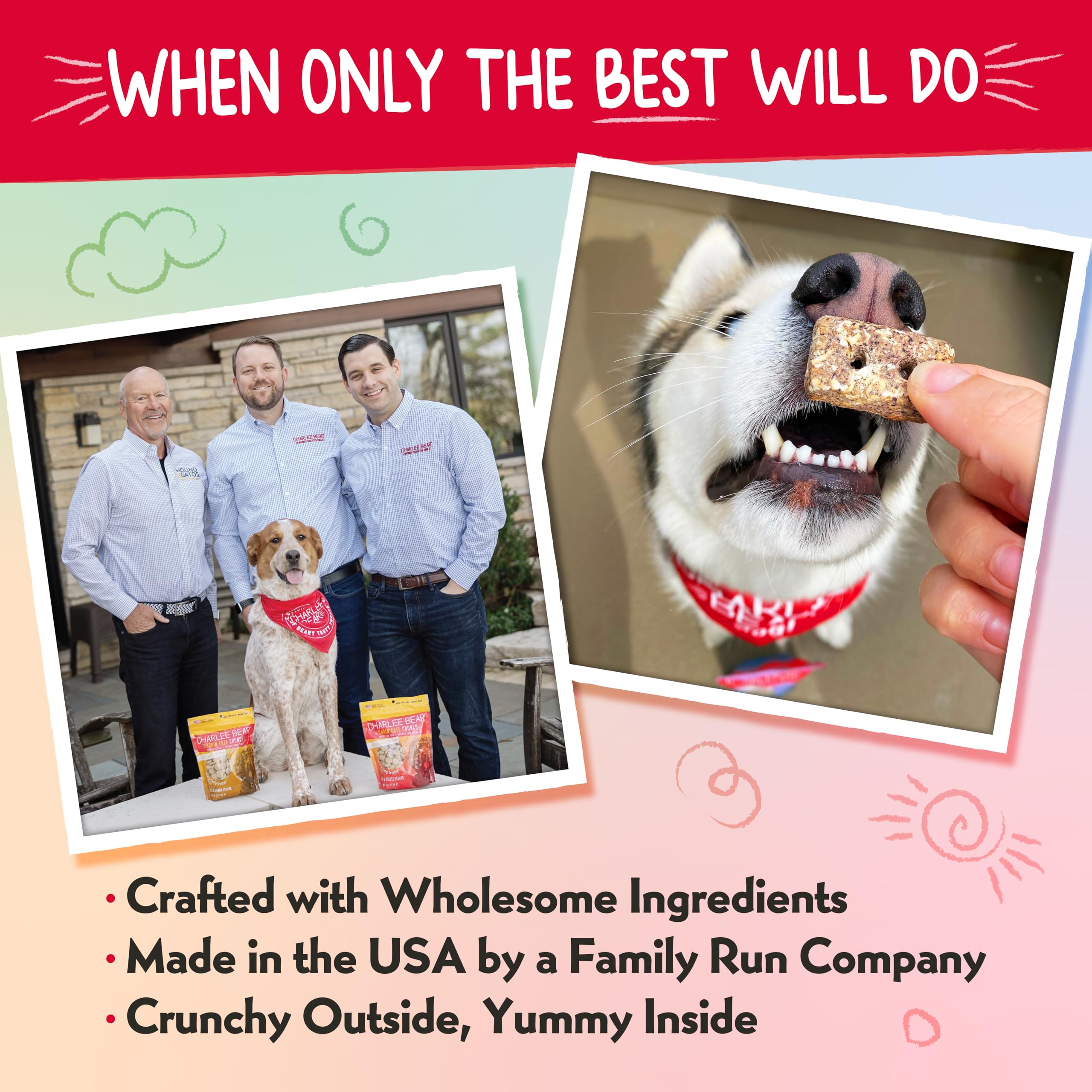 Variedades de sabores Charlee Bear Nuggets para perros de todas las edades.