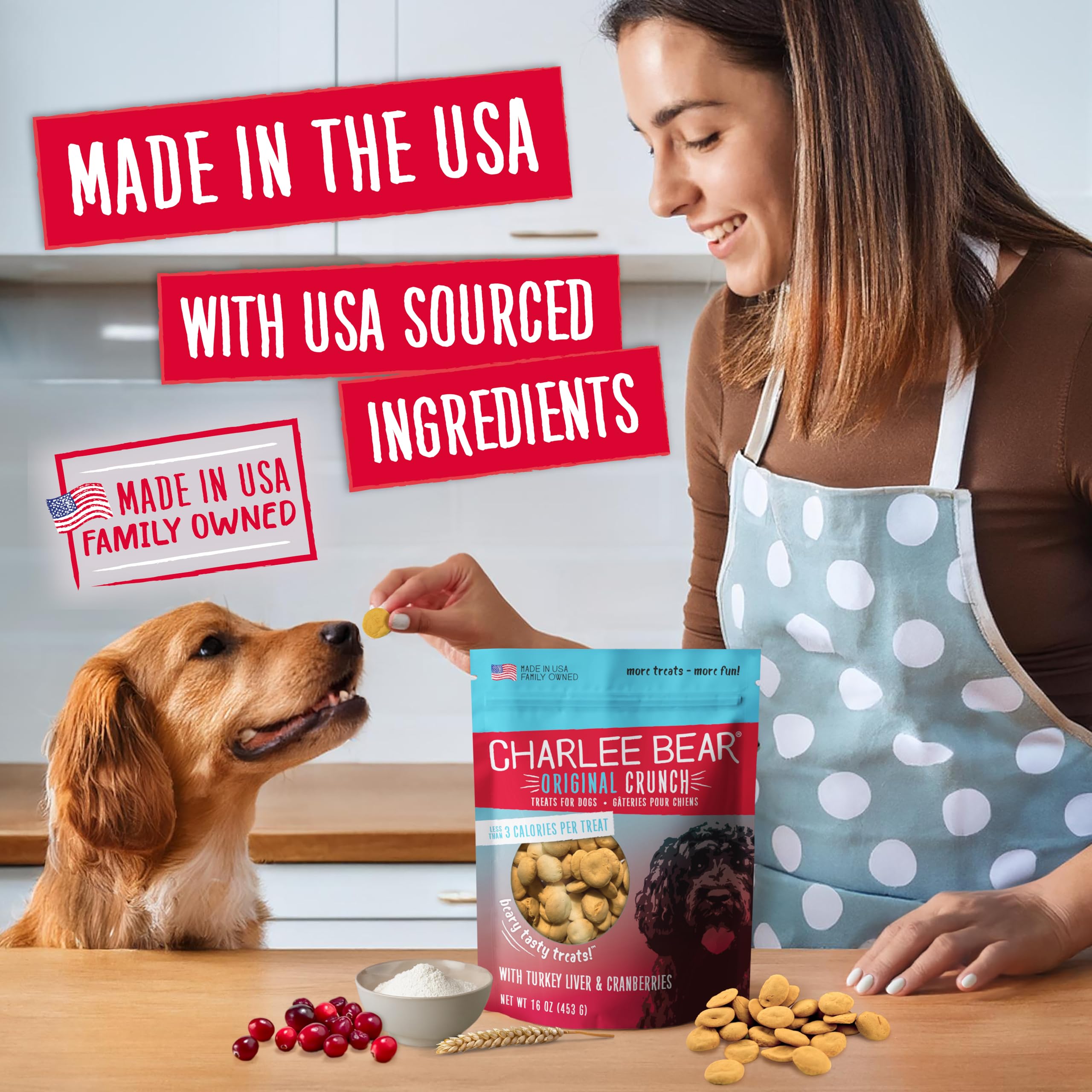 Charlee Bear Original Crunch con hígado de pavo y arándanos para premios diarios.