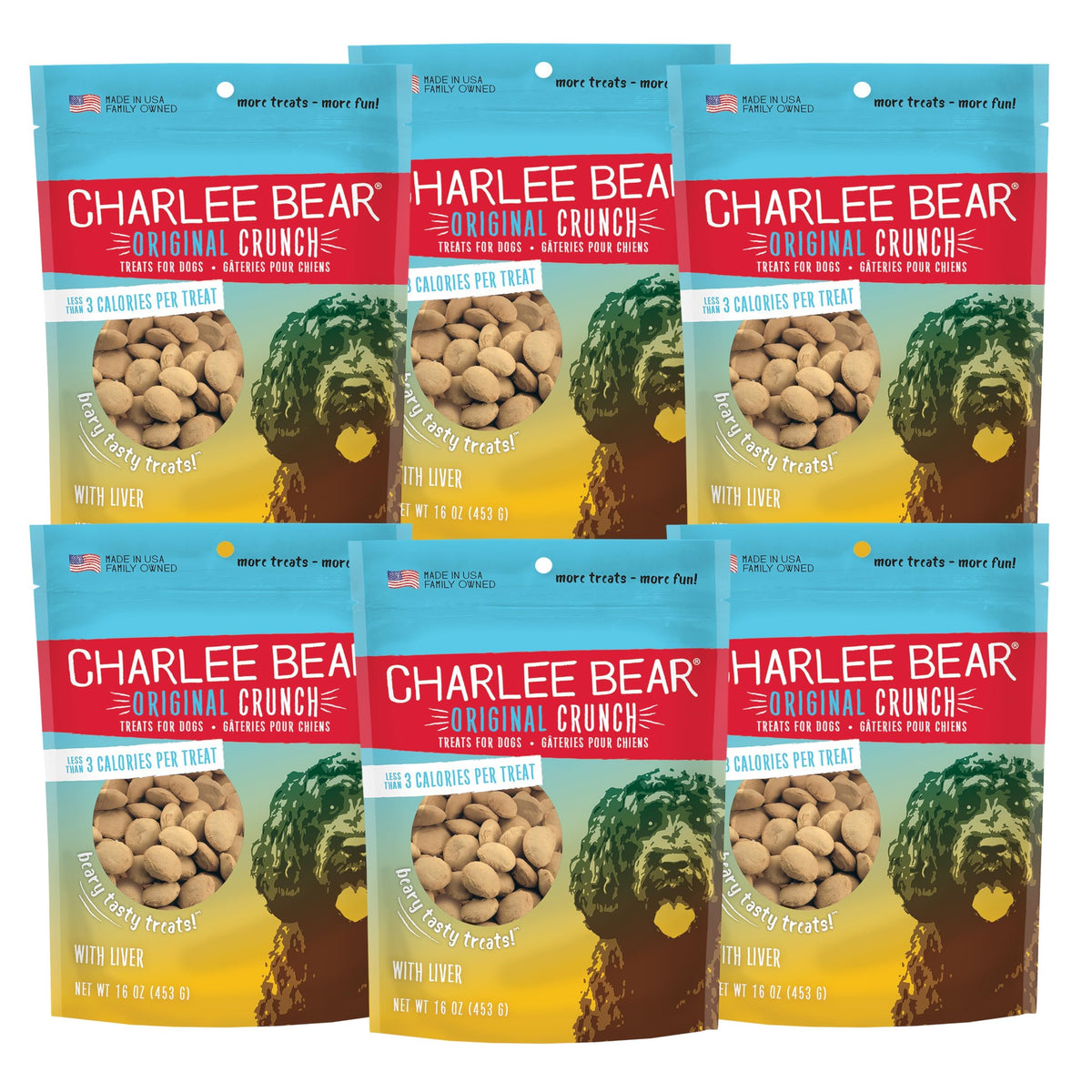 Charlee Bear premios con hígado para perros, ideal para entrenamiento suave.