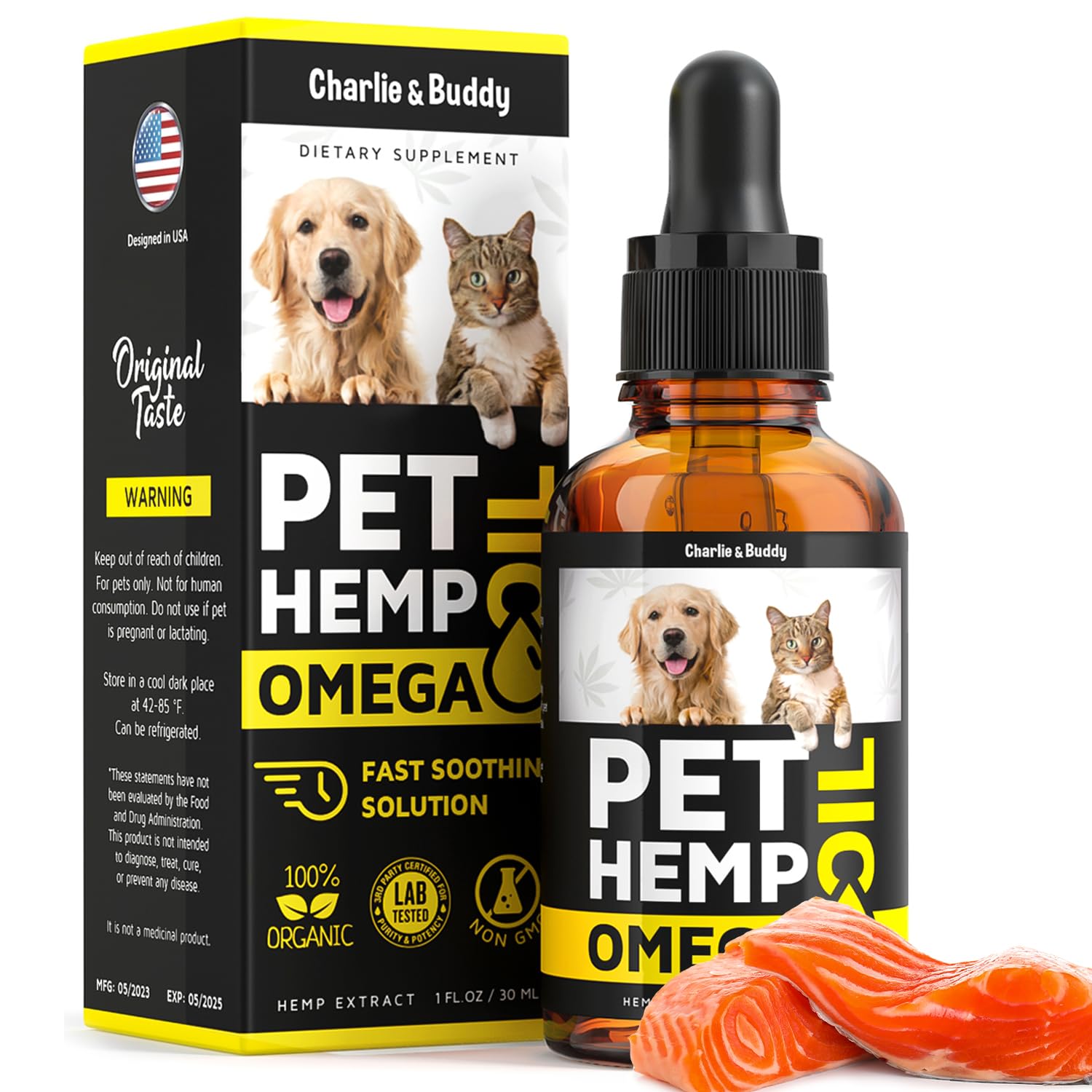 CHARLIE & BUDDY aceite cáñamo-salmón para perros: pelaje más brillante