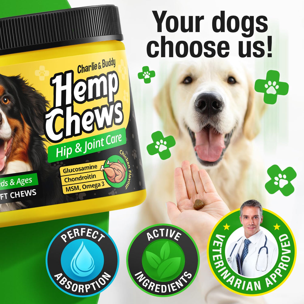 Golosinas sabor pollo CHARLIE Y BUDDY para perros, fácil administración.