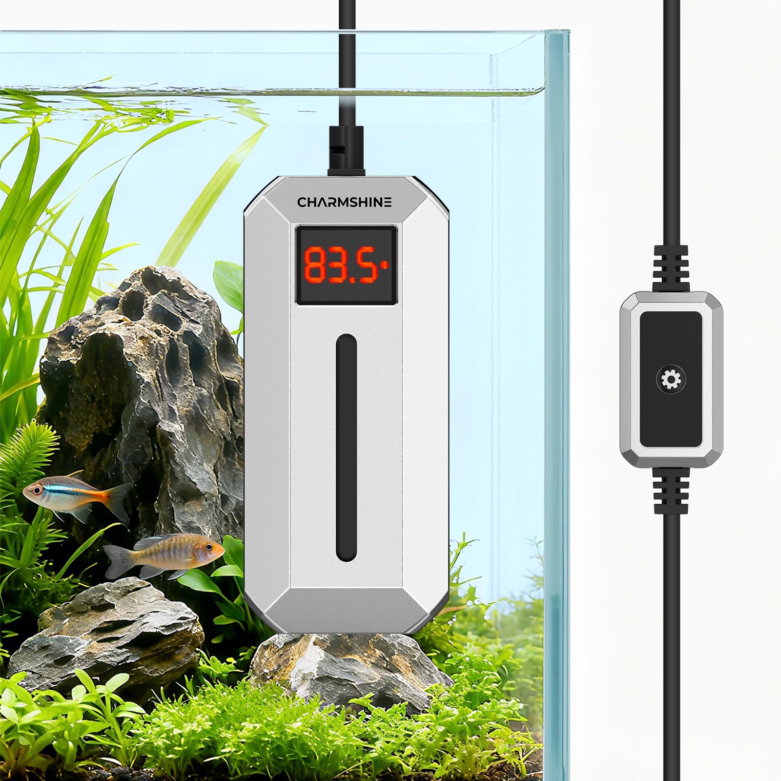 Charmshine calentador 200W con display LED para leer la temperatura en tiempo real.