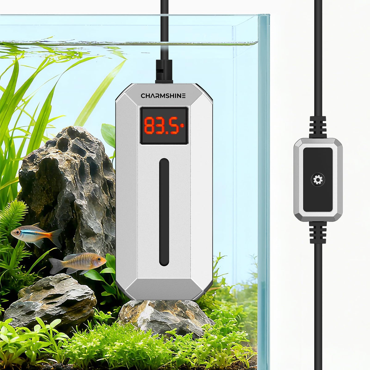 Charmshine calentador 200W con display LED para leer la temperatura en tiempo real.