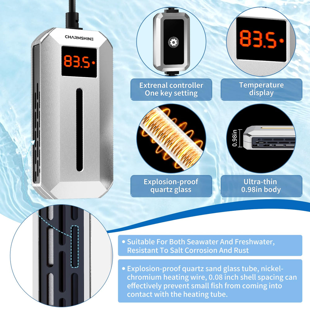 Charmshine calentador 200W con ventosas de sujecion para fijación segura.