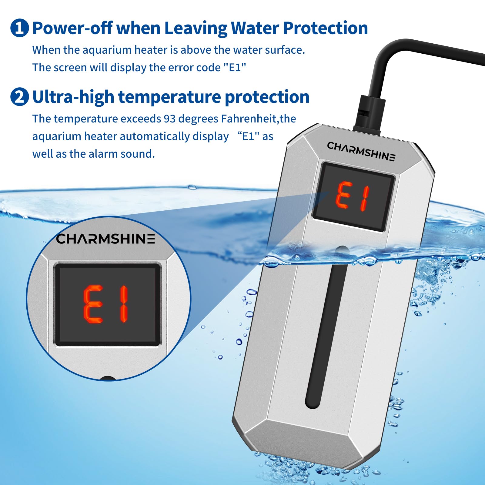 Charmshine calentador 200W tubo de cuarzo duradero ofrece calefacción estable.